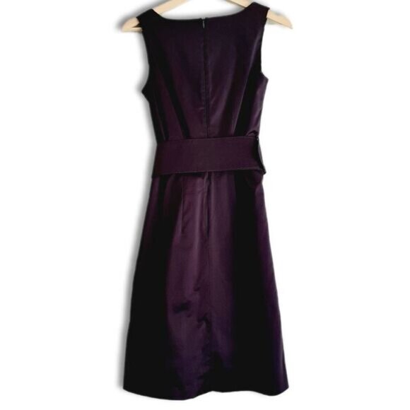 H&M | Wide Belt Defined Waist Sheath Dress Knee Length Purple Sz 4 Flawed - Picture 7 of 13